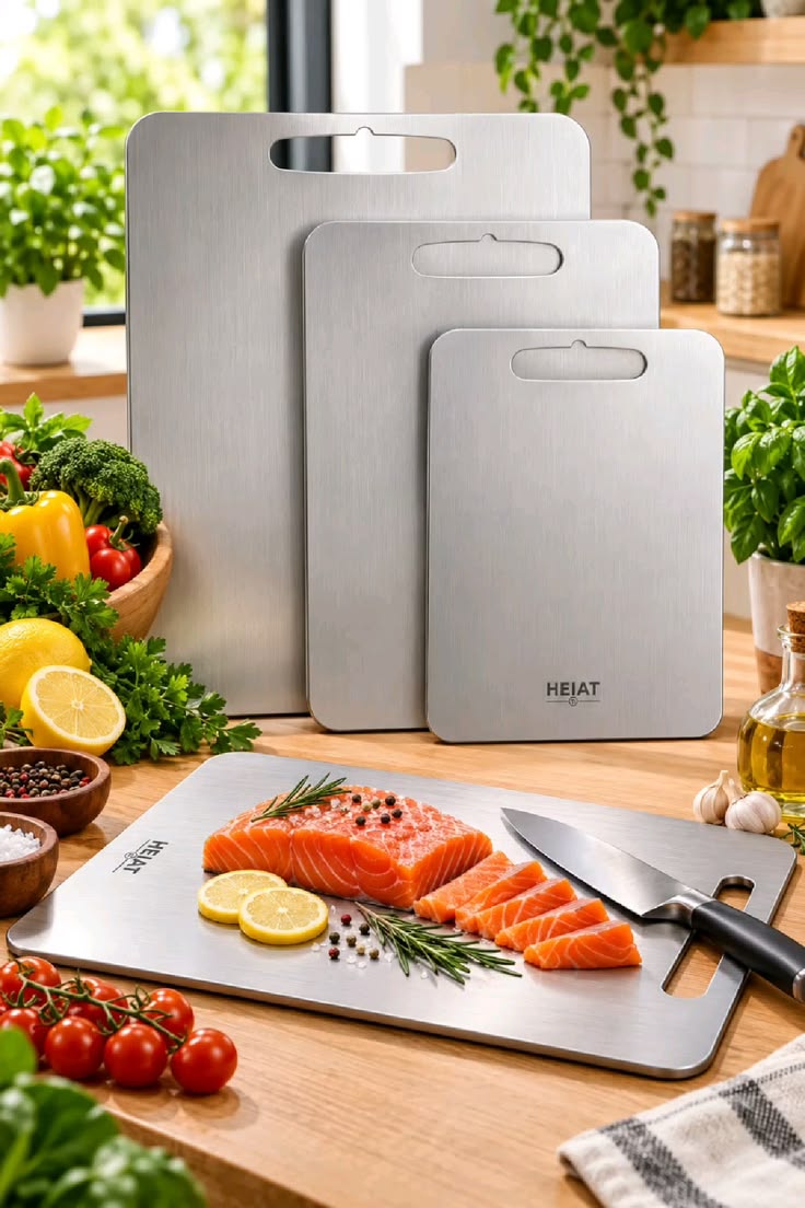 XXL 304 Stainless Steel Cutting Board  Anti-Slip & Mildew-Proof! No More Moldy Wooden Boards | Heavy-Duty & Food-Safe, Easy to Clean – Chop Meat, Knead Dough, Bake Prep All-in-One | Must-Have for Home
