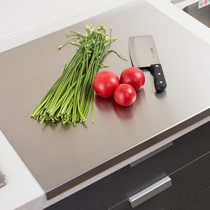 XXL 304 Stainless Steel Cutting Board  Anti-Slip & Mildew-Proof! No More Moldy Wooden Boards | Heavy-Duty & Food-Safe, Easy to Clean – Chop Meat, Knead Dough, Bake Prep All-in-One | Must-Have for Home